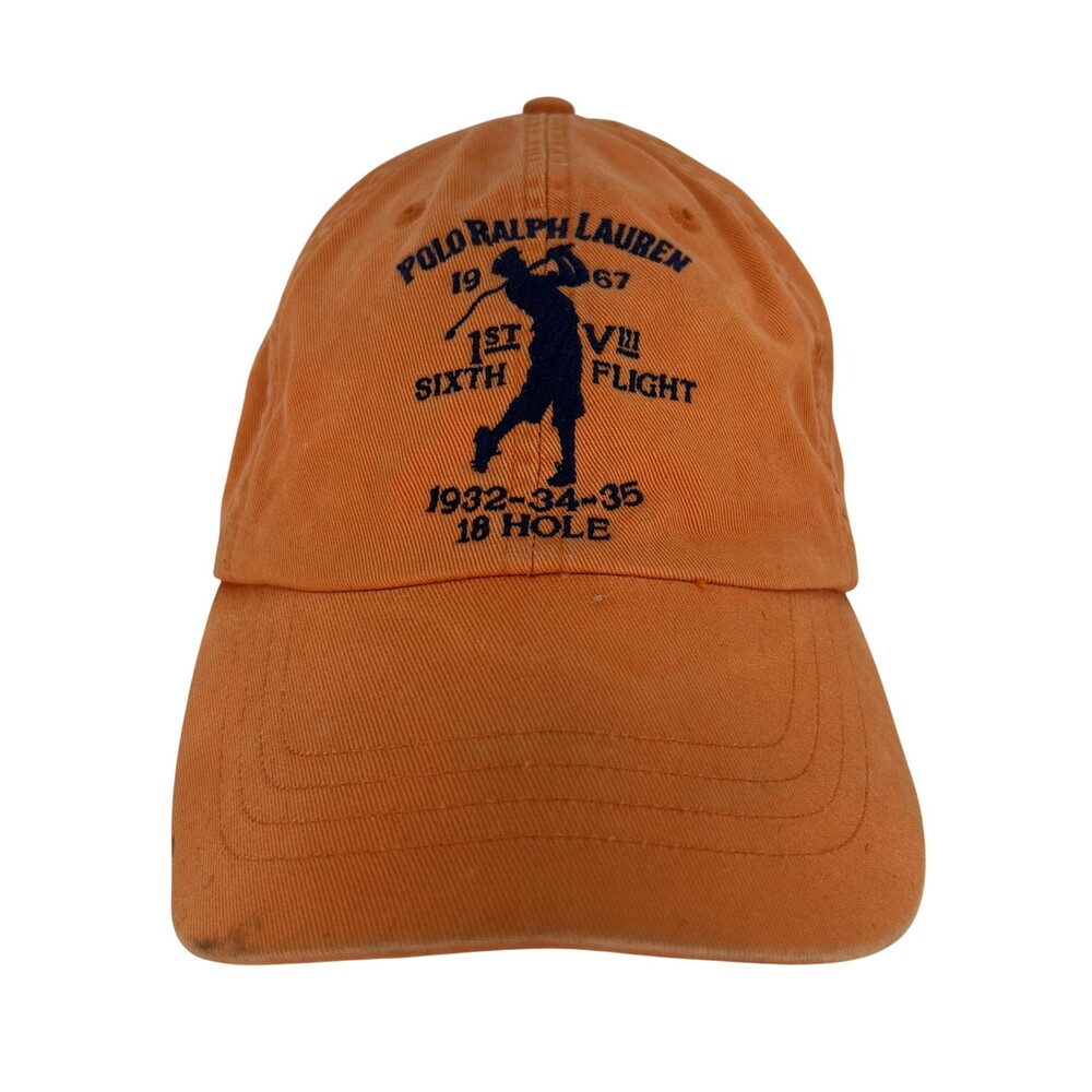 Vintage Polo Ralph Lauren Hat Cap Mens One Size Golf 18th Hole Leather Strap 90s